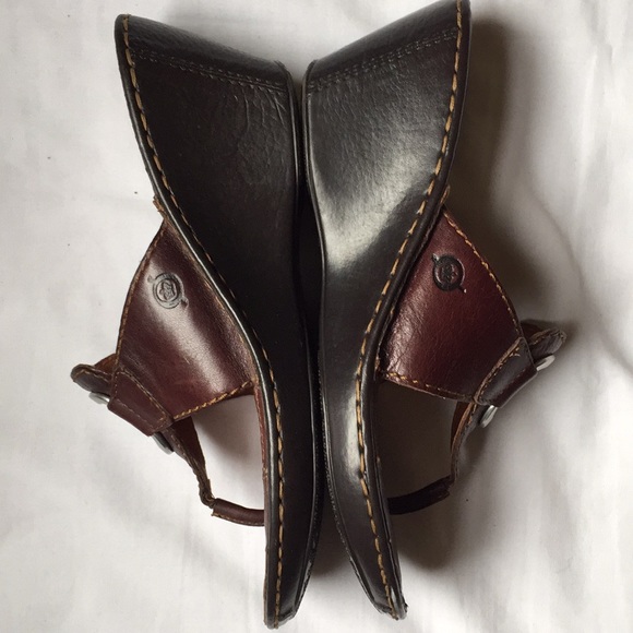 Born Leather Thong Flip Flop Wedge Sandals - Picture 3 of 5